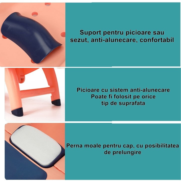 Suport Pliabil pentru Spalat Parul Flippy, Pentru Copii, 0 - 16 ani, cu Picioare Antialunecare, Material Polipropilena,