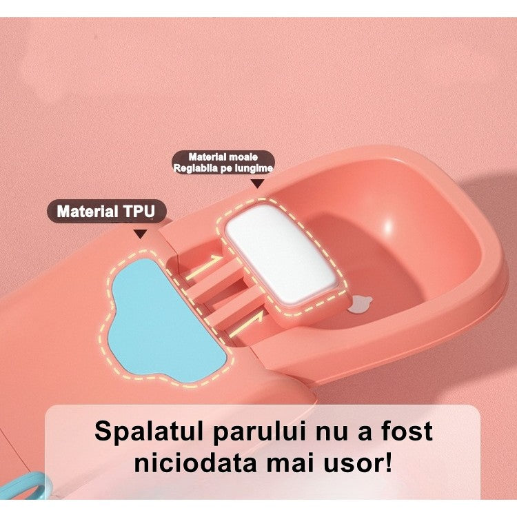 Suport Pliabil pentru Spalat Parul Flippy, Pentru Copii, cu Scurgere, cu Picioare Antialunecare, Material