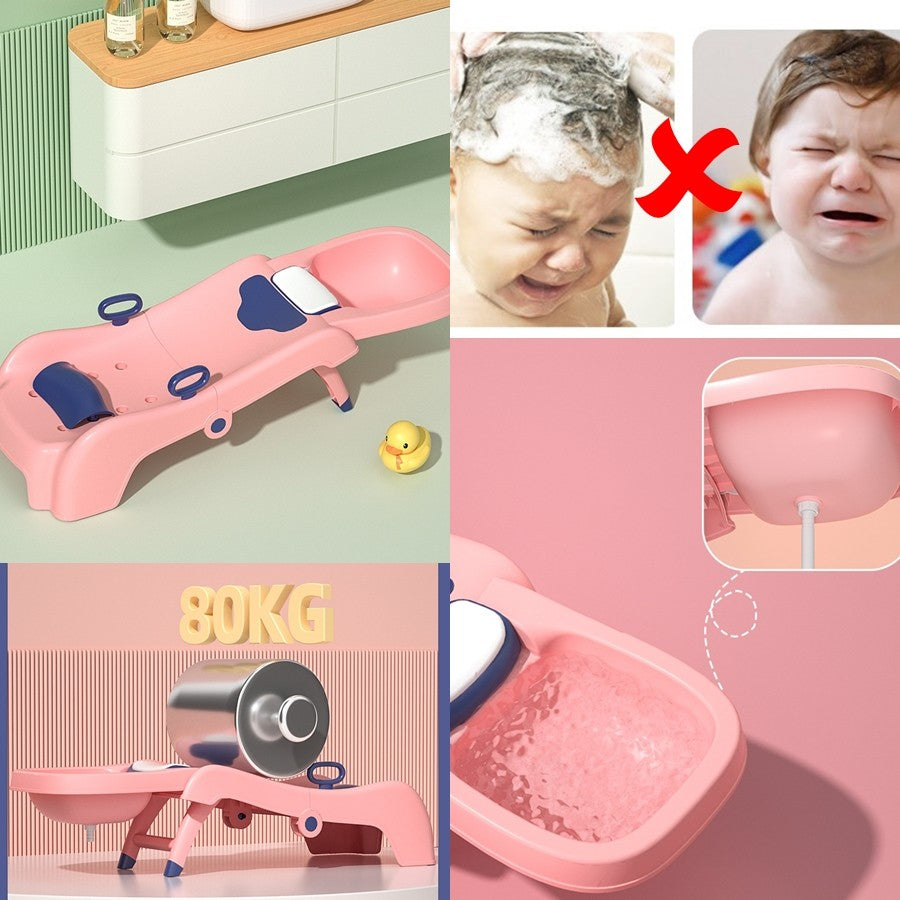 Suport Pliabil pentru Spalat Parul Flippy, Pentru Copii, cu Scurgere, cu Picioare Antialunecare, Material