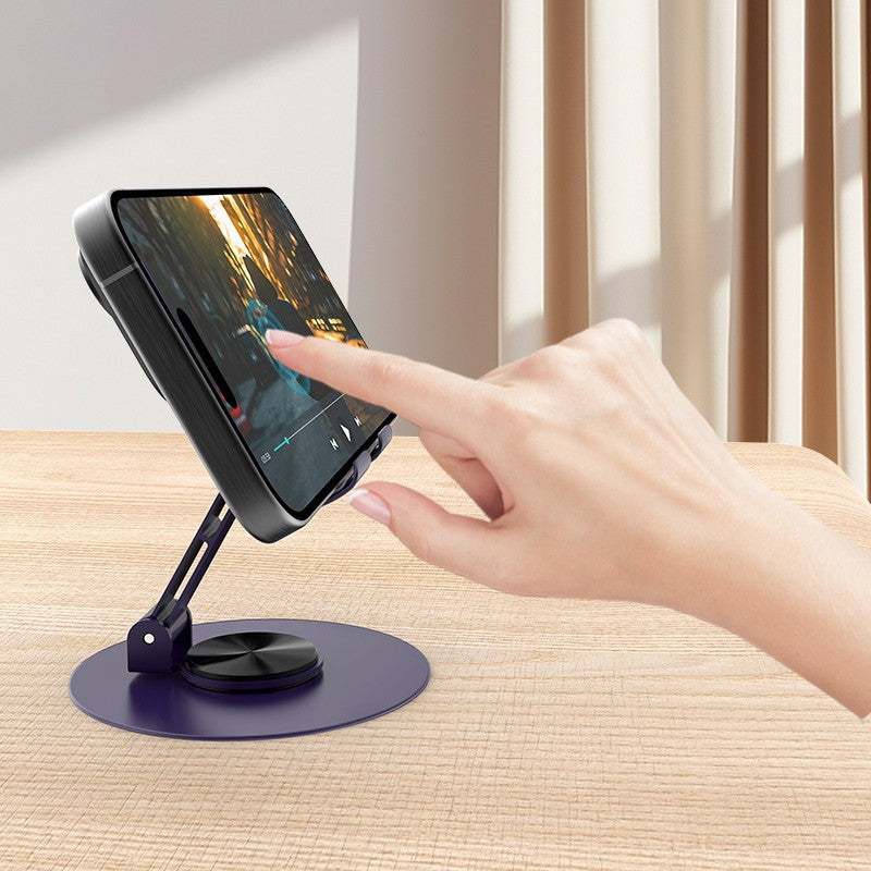 Suport rotativ pentru telefon, Flippy, Complet Metalic, Pliabil, Design Modern pentru Desktop, Multifunctional,