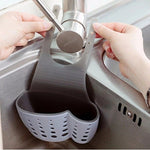 Suport Scurgere pentru Burete si Laveta de Vase Bucatarie, Flippy, Albastru, Curea Reglabila, Plastic Flexibil, 15x 5x