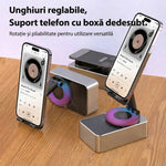 Suport Telefon cu Boxa Bluetooth, Flippy, Wireless, Rotativ 360°, Pliabil, 5 W, Acumulator 1500 mAh, USB Type-C, 12,2 x