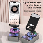 Suport Telefon cu Boxa Bluetooth, Flippy, Wireless, Rotativ 360°, Pliabil, 5 W, Acumulator 1500 mAh, USB Type-C, 12,2 x