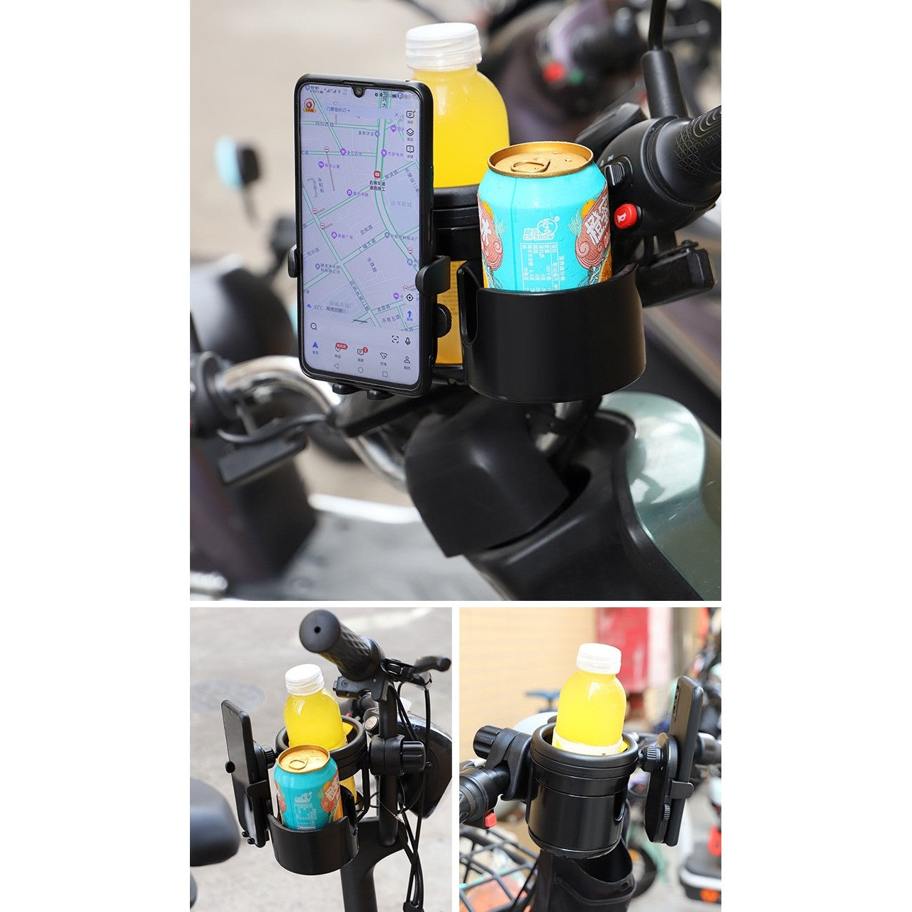 Suport Universal 3in1, Flippy, pentru Carucior, Biciclete, Masina, din ABS, 1 Suport Telefon si 2 Suporturi Pahare,