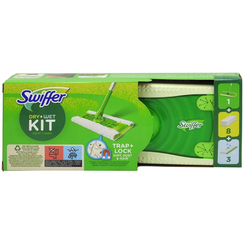 Kit Mop, SWIFFER, 8 rezervere Lavete Uscate, 3 rezerve Lavete Umede