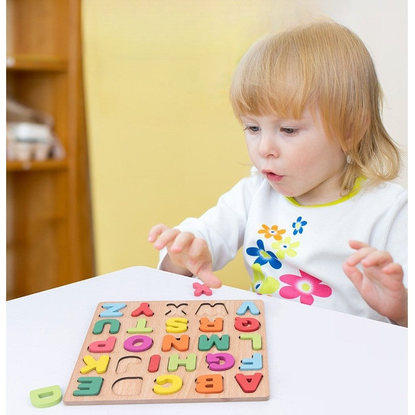 Tabla Montessori, Flippy, din Lemn, Educatie Timpurie Alfabet, 26 Litere Lemn, +18 Luni, 20 x 20 cm, Vopsea pe Baza de
