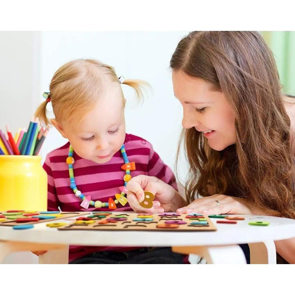 Tabla Montessori, Flippy, din Lemn, Educatie Timpurie Alfabet, 26 Litere Lemn, +18 Luni, 20 x 20 cm, Vopsea pe Baza de