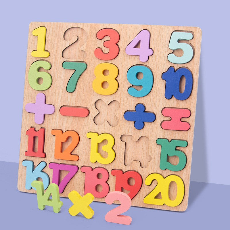 Tabla Montessori, Flippy, din Lemn, Educatie Timpurie Cifre, 25 Piese Lemn, +18 Luni, 20 x 20 cm, Vopsea pe Baza de