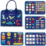 Carte Senzoriala Educativa Montessori, Flippy, Dezvoltare Abilitati Motorii, 5 Pagini, Model Dinozauri, 28x22x7 cm,
