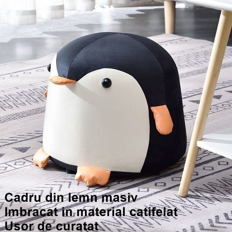 Taburet Pentru Copii, Flippy, Cadru din Lemn Masiv, 25 x 29 x 29 cm, Perna de Burete Elastica si Maner de Transport, in