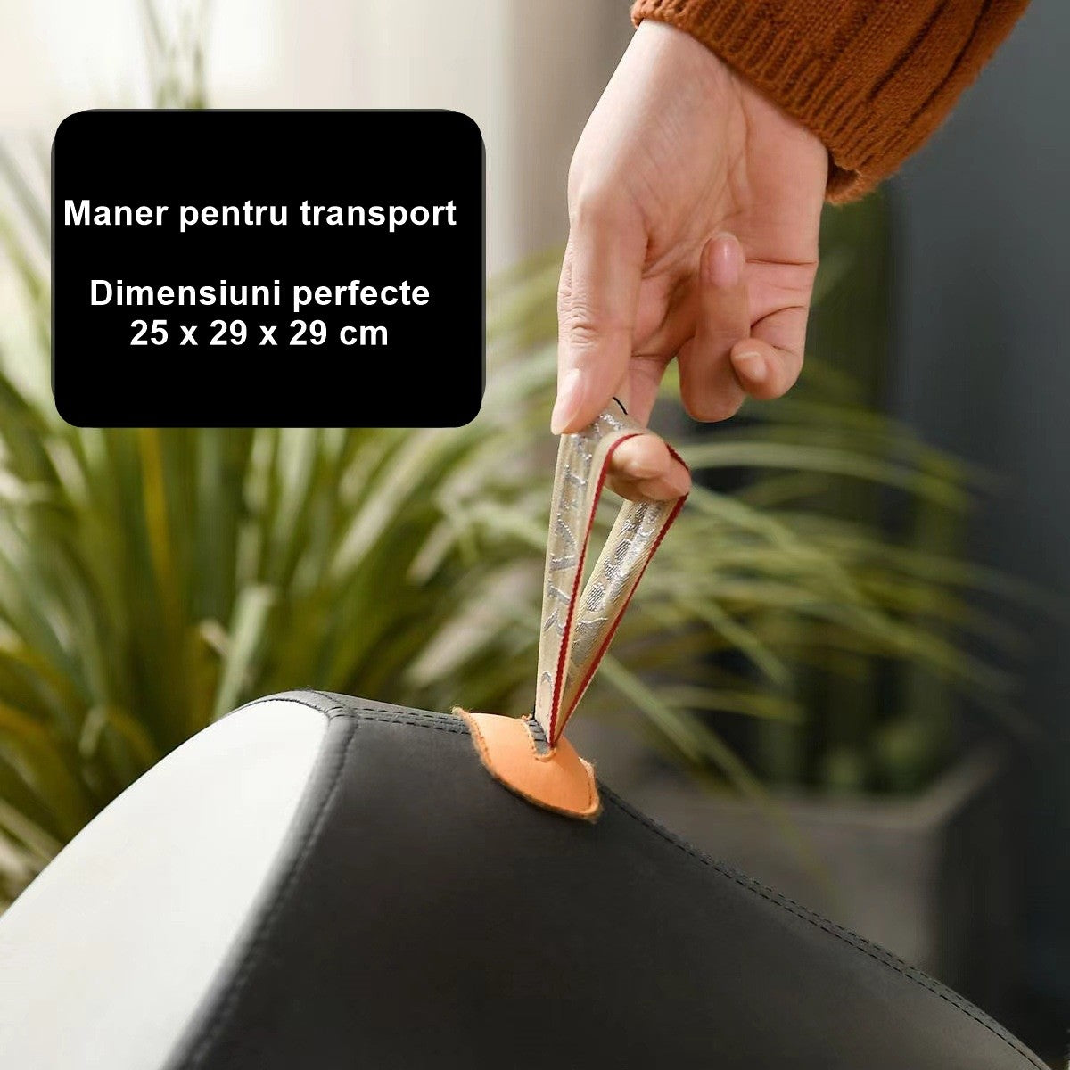 Taburet Pentru Copii, Flippy, Cadru din Lemn Masiv, 25 x 29 x 29 cm, Perna de Burete Elastica si Maner de Transport, in