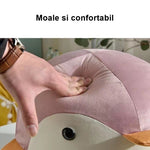 Taburet Pentru Copii, Flippy, Cadru din Lemn Masiv, 25 x 29 x 29 cm, Perna de Burete Elastica si Maner de Transport, in