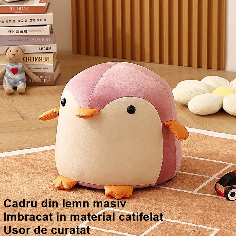 Taburet Pentru Copii, Flippy, Cadru din Lemn Masiv, 25 x 29 x 29 cm, Perna de Burete Elastica si Maner de Transport, in