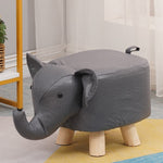 Taburet pentru Copii, Flippy, Scaun Tip Taburet, Model Elefant, din Lemn Masiv, Scaun pentru Copii, 30 x 25 x 25 cm,
