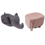 Taburet pentru Copii, Flippy, Scaun Tip Taburet, Model Elefant, din Lemn Masiv, Scaun pentru Copii, 30 x 25 x 25 cm,