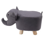 Taburet pentru Copii, Flippy, Scaun Tip Taburet, Model Elefant, din Lemn Masiv, Scaun pentru Copii, 30 x 25 x 25 cm,