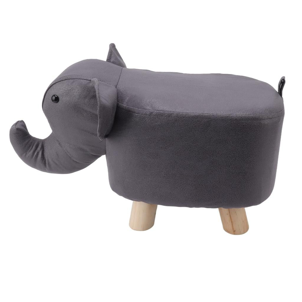 Taburet pentru Copii, Flippy, Scaun Tip Taburet, Model Elefant, din Lemn Masiv, Scaun pentru Copii, 30 x 25 x 25 cm,