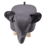 Taburet pentru Copii, Flippy, Scaun Tip Taburet, Model Elefant, din Lemn Masiv, Scaun pentru Copii, 30 x 25 x 25 cm,