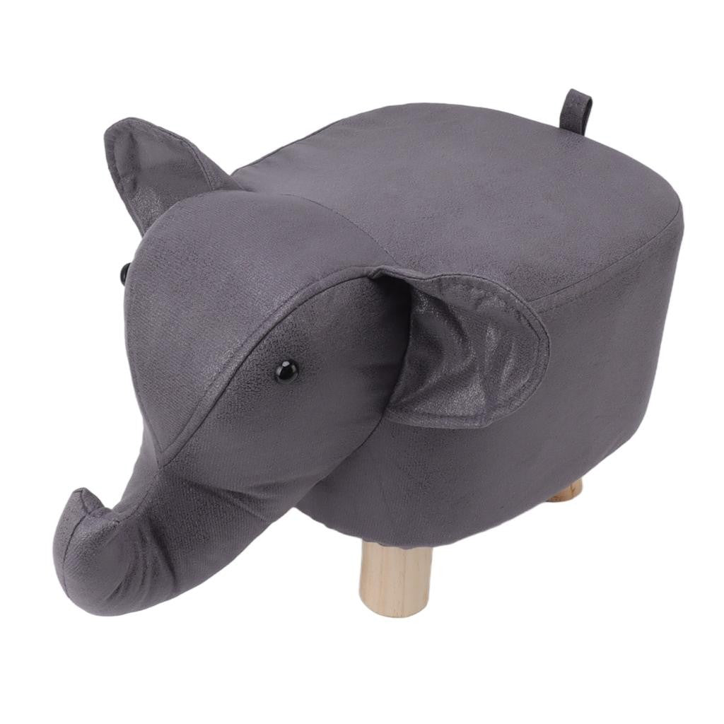 Taburet pentru Copii, Flippy, Scaun Tip Taburet, Model Elefant, din Lemn Masiv, Scaun pentru Copii, 30 x 25 x 25 cm,