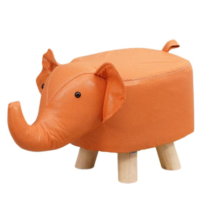 Taburet pentru Copii, Flippy, Scaun Tip Taburet, Model Elefant, din Lemn Masiv, Scaun pentru Copii, 30 x 25 x 25 cm,