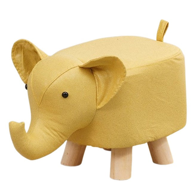 Taburet pentru Copii, Flippy, Scaun Tip Taburet, Model Elefant, din Lemn Masiv, Scaun pentru Copii, 30 x 25 x 25 cm,