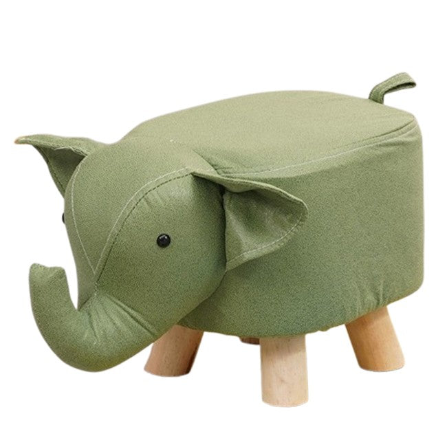 Taburet pentru Copii, Flippy, Scaun Tip Taburet, Model Elefant, din Lemn Masiv, Scaun pentru Copii, 30 x 25 x 25 cm,