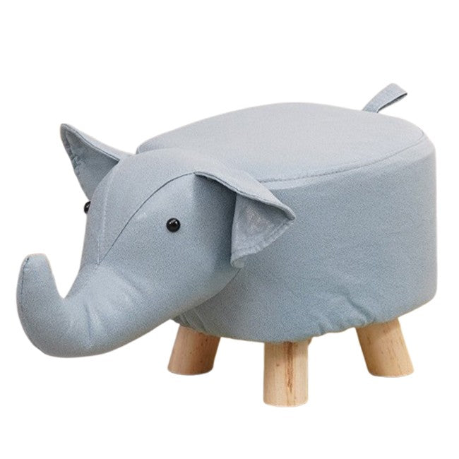 Taburet pentru Copii, Flippy, Scaun Tip Taburet, Model Elefant, din Lemn Masiv, Scaun pentru Copii, 30 x 25 x 25 cm,
