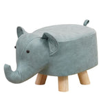 Taburet pentru Copii, Flippy, Scaun Tip Taburet, Model Elefant, din Lemn Masiv, Scaun pentru Copii, 30 x 25 x 25 cm,