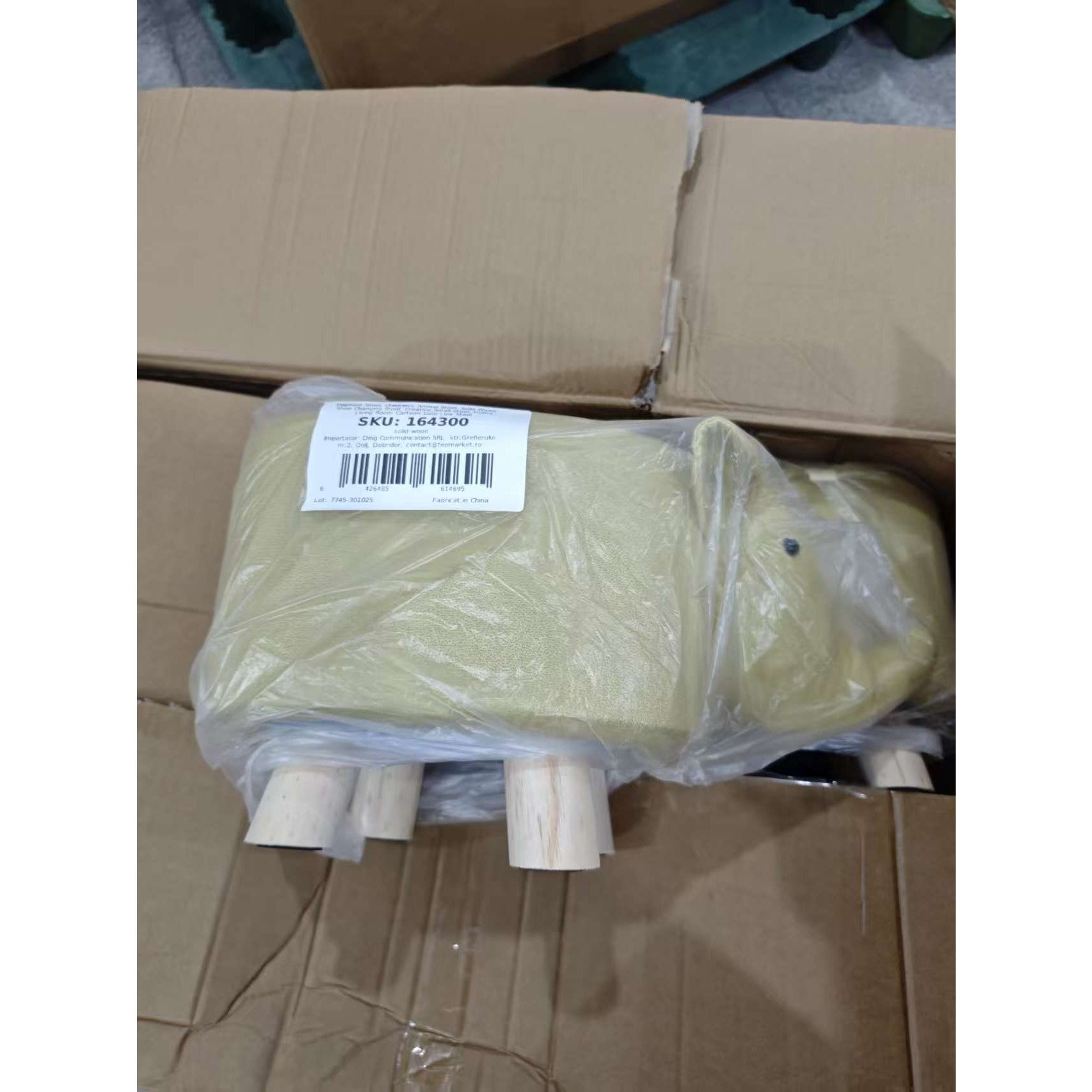 Taburet pentru Copii, Flippy, Scaun Tip Taburet, Model Elefant, din Lemn Masiv, Scaun pentru Copii, 30 x 25 x 25 cm,