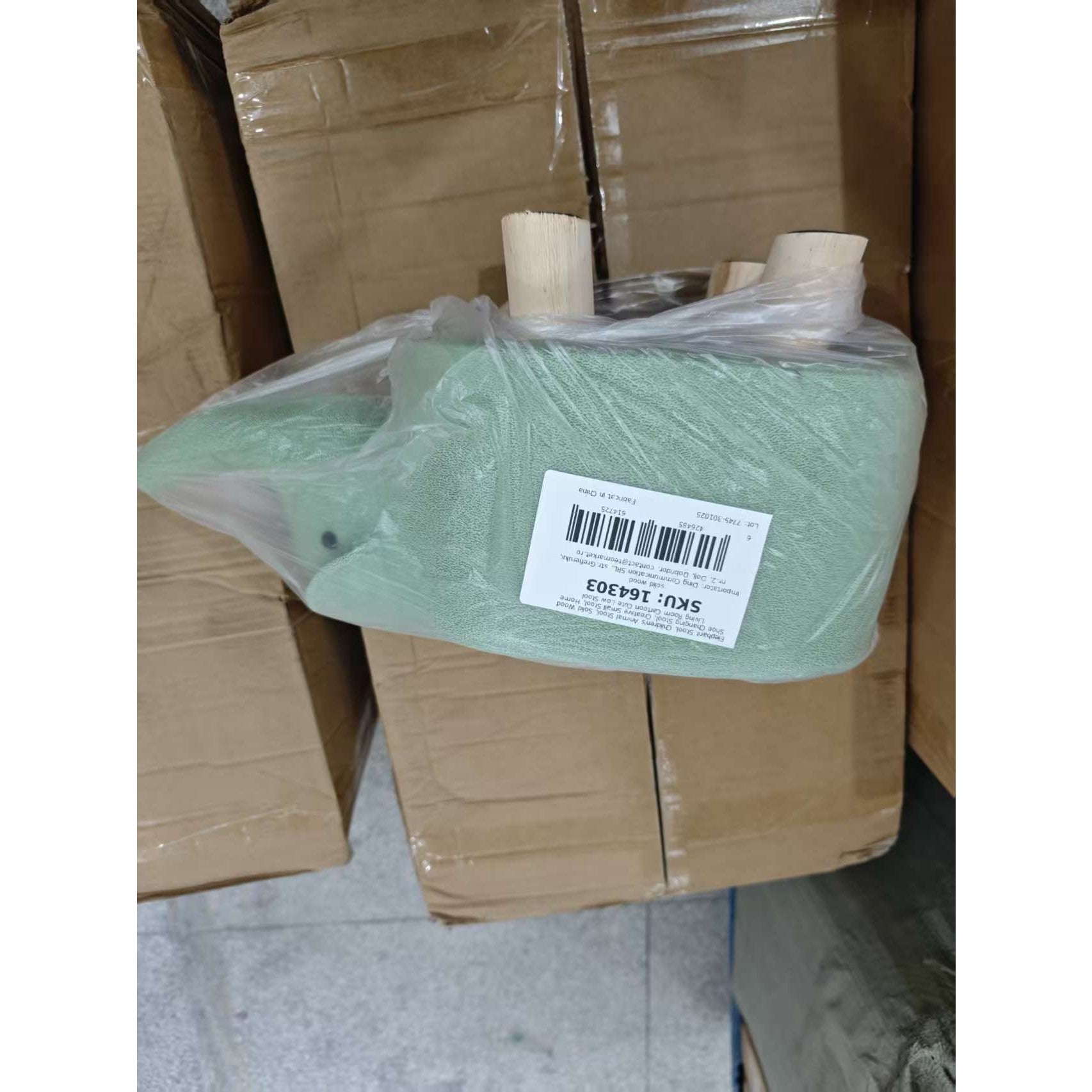 Taburet pentru Copii, Flippy, Scaun Tip Taburet, Model Elefant, din Lemn Masiv, Scaun pentru Copii, 30 x 25 x 25 cm,