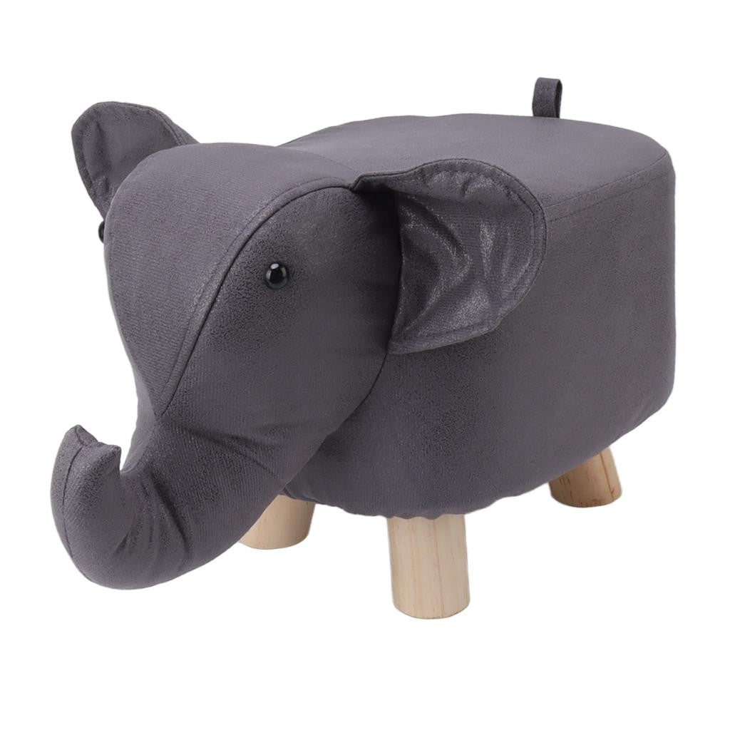 Taburet pentru Copii, Flippy, Scaun Tip Taburet, Model Elefant, din Lemn Masiv, Scaun pentru Copii, 30 x 25 x 25 cm,