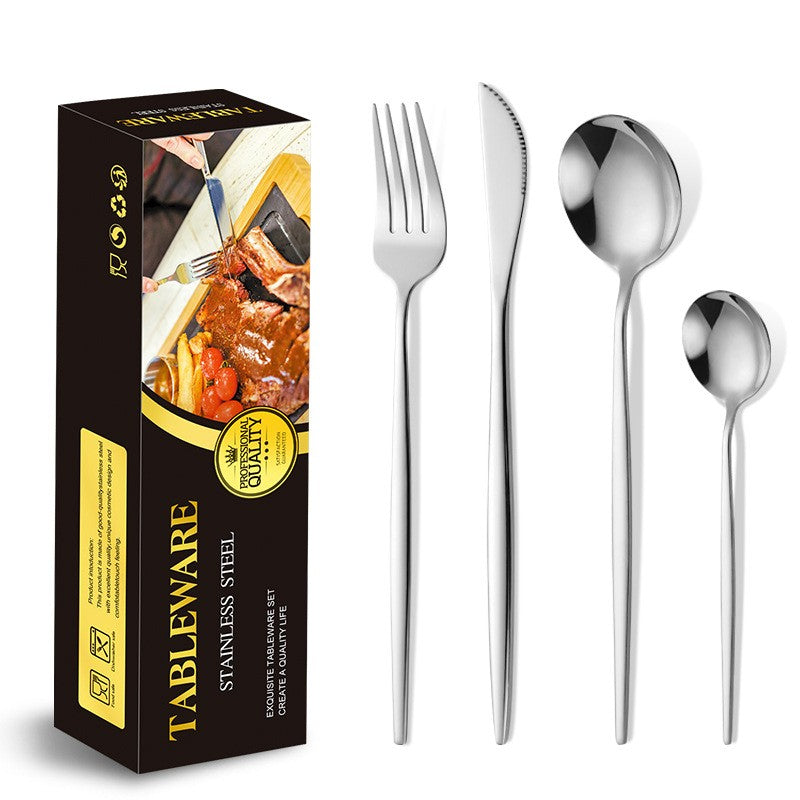 Tacamuri Portugheze, Flippy, Set din 24 de Piese din Otel Inoxidabil, 6 Cutie, 6 Furculite, 6 Linguri de Masa, 6