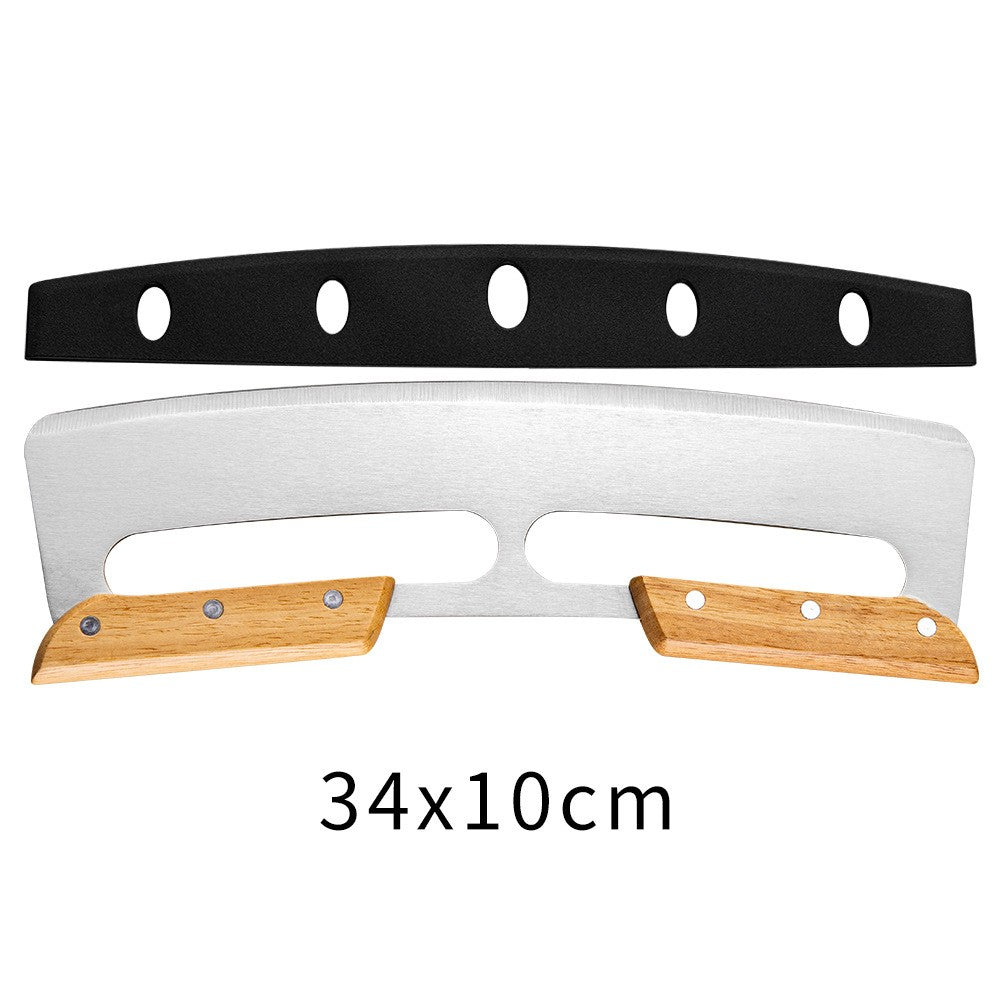 Taietor Feliator de Pizza, Flippy, din Otel Inoxidabil, cu Capac, Maner din Doua Bucatie, din Lemn, Antialunecare, Lama