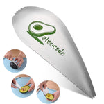 Taietor special pentru avocado Flippy, 3 in 1, forma curbata, zimti pentru apucare si taiere, din otel inoxidabil, 15 x