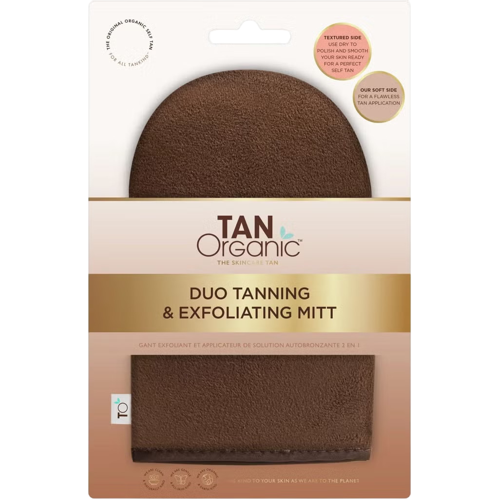 TanOrganic, Duo Tanning & Exfoliating, Mănuși de bronzare, Maro