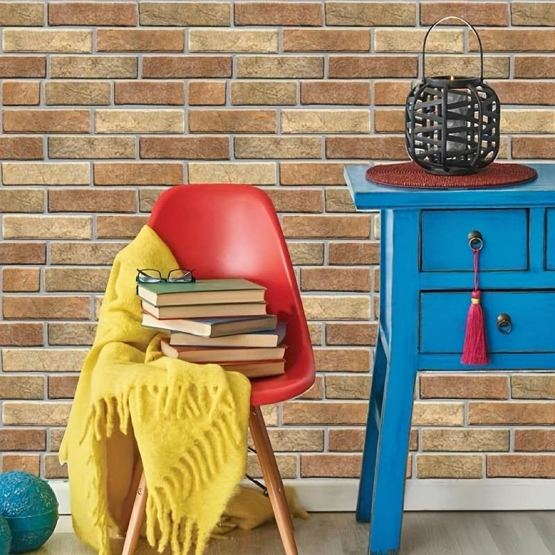 Set 10 x Placi Tapet Autocolant 3D cu Imitatie de Caramida de Piatra, pentru Perete Bucatarie Sufragerie, Usor de