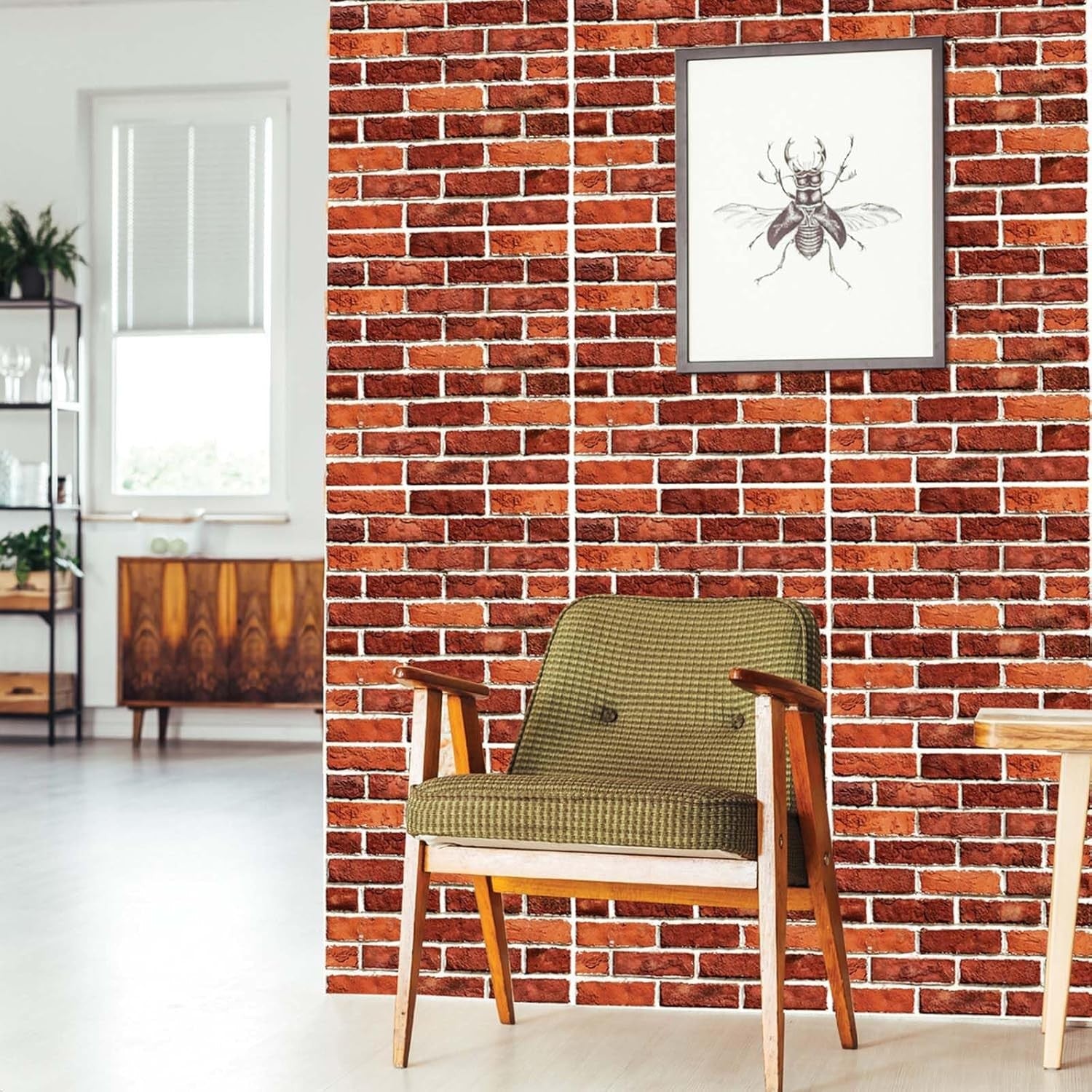 10 x Placi Tapet Autocolant 3D cu Imitatie de Caramida, pentru Perete Bucatarie Sufragerie, Usor de Curatat, Rezistent