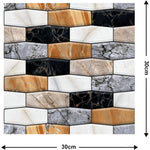 Set 10 x Placi Tapet Autocolant 3D cu Imitatie de Marmura Asimetrica, pentru Perete Bucatarie Sufragerie, Usor de