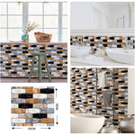 Set 10 x Placi Tapet Autocolant 3D cu Imitatie de Marmura Asimetrica, pentru Perete Bucatarie Sufragerie, Usor de