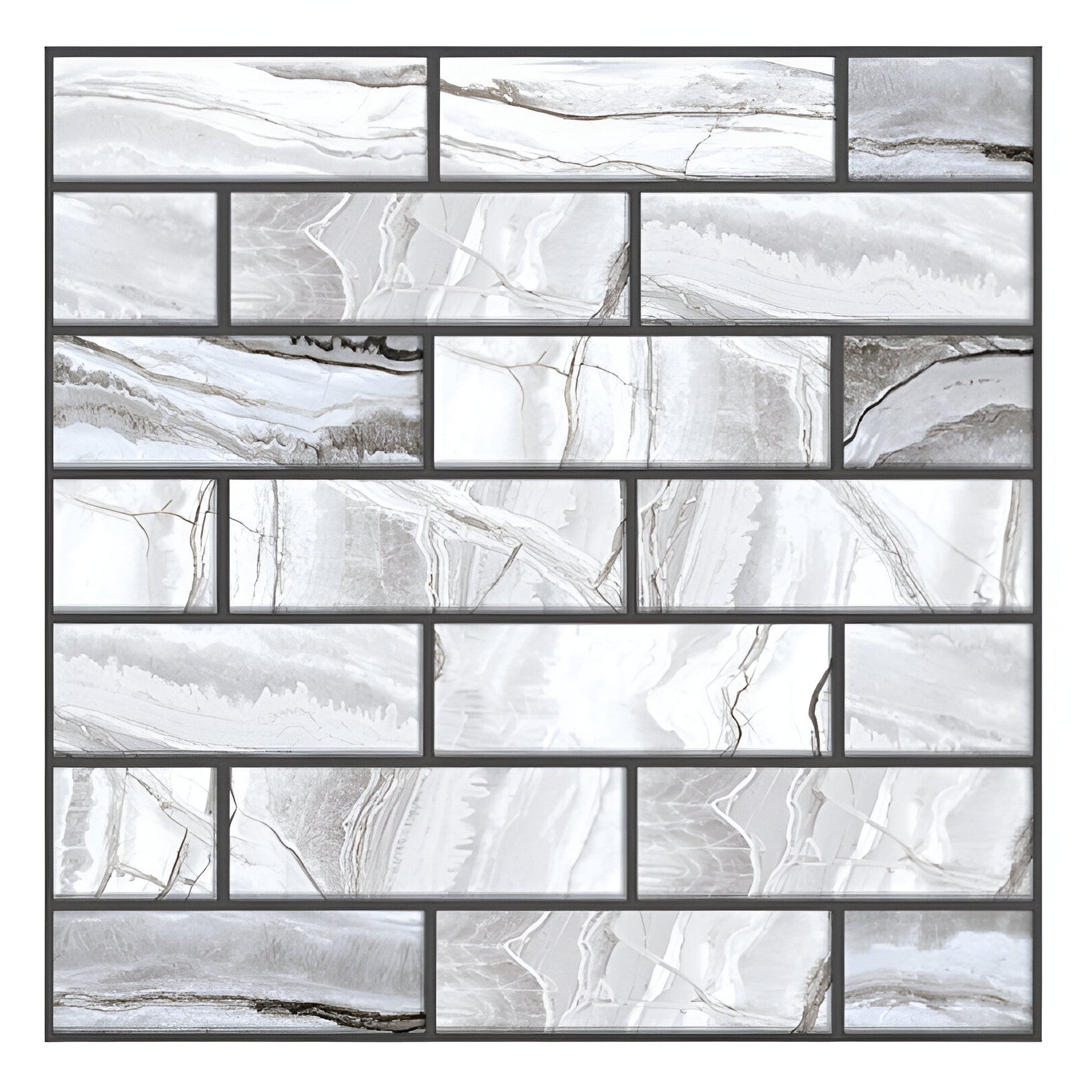10 x Placi Tapet Autocolant 3D cu Imitatie de Marmura Dreptunghiulara, pentru Perete Bucatarie Sufragerie, Usor de