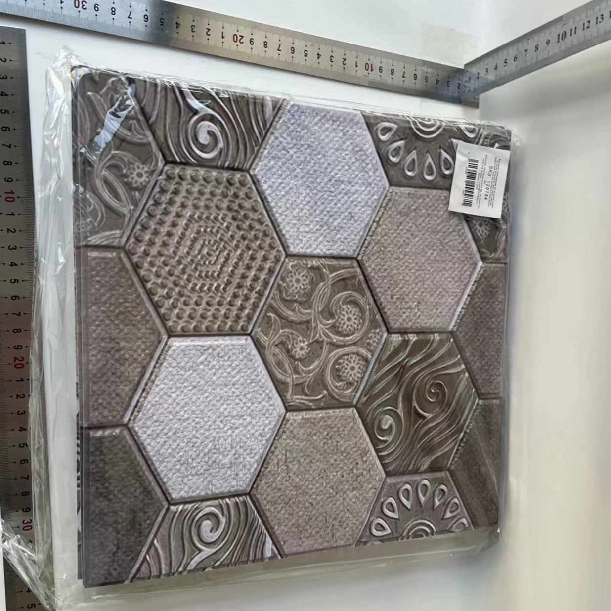 10 x Placi Tapet Autocolant 3D cu Imitatie de Marmura Hexagonala, pentru Perete Bucatarie Sufragerie, Usor de Curatat,