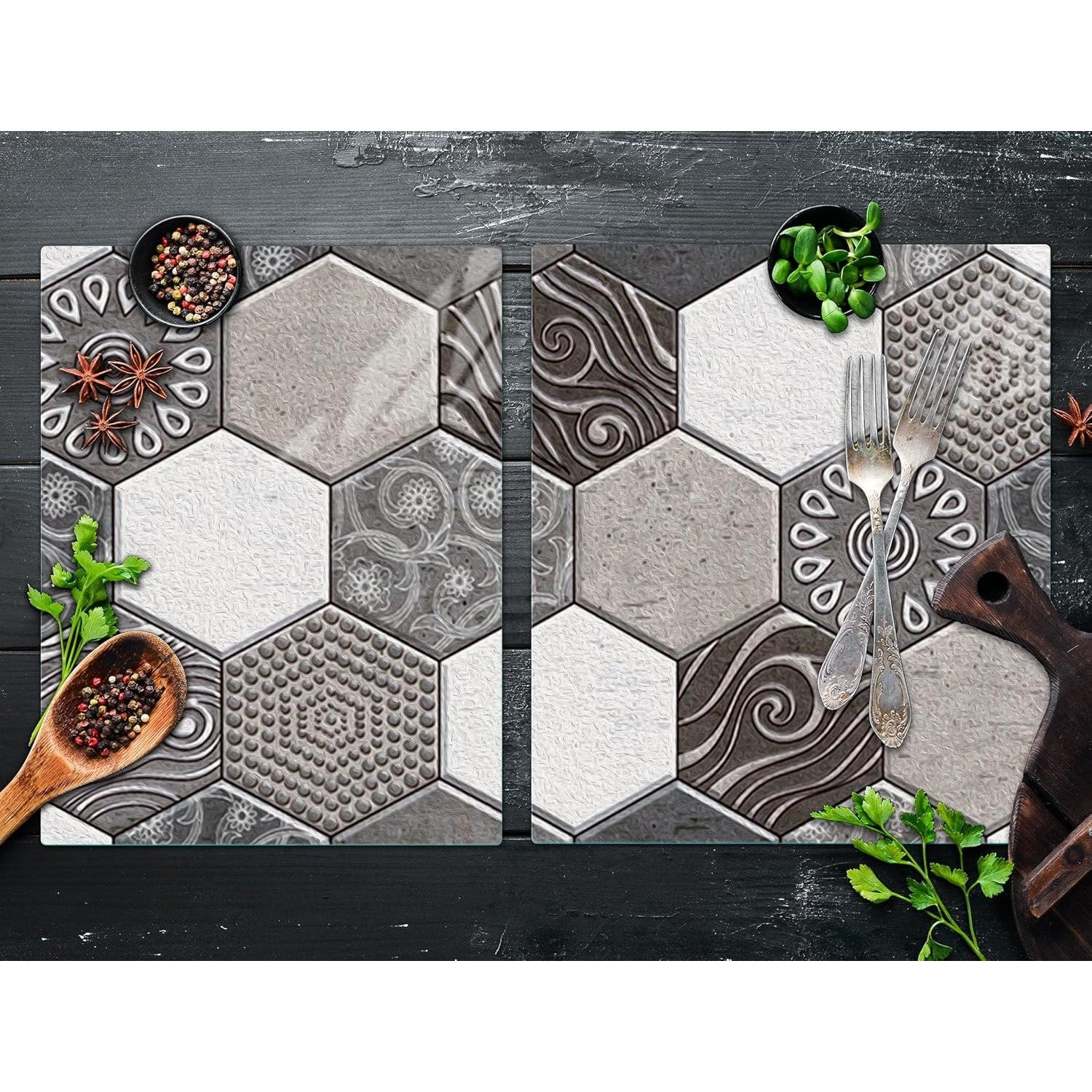 10 x Placi Tapet Autocolant 3D cu Imitatie de Marmura Hexagonala, pentru Perete Bucatarie Sufragerie, Usor de Curatat,
