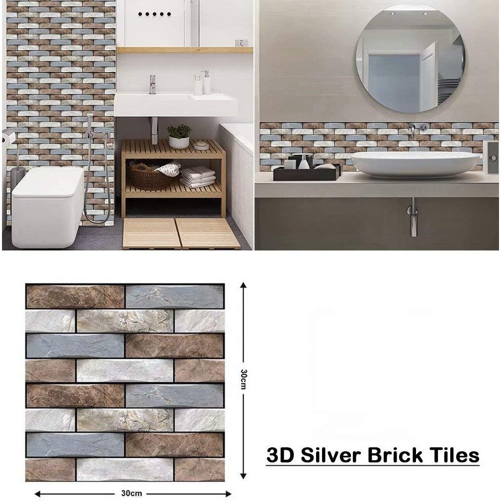 10 x Placi Tapet Autocolant 3D cu Imitatie de Marmura, pentru Perete Bucatarie Sufragerie, Usor de Curatat, Rezistent