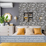 Set 10 x Placi Tapet Autocolant 3D cu Imitatie de Pietre, pentru Perete Bucatarie Sufragerie, Usor de Curatat,