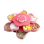 Tava pentru Servire, Flippy, pentru Fructe / Legume / Snackuri, cu Sertare, Deschidere Rotativa, pe 2 Straturi, in