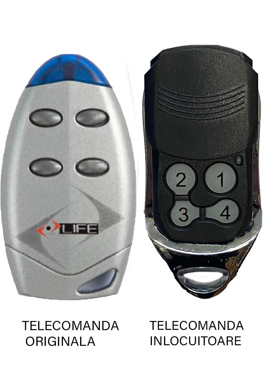 Telecomanda inlocuitoare poarta garaj Life VIP/ VIP4 cu 4 canale/ frecventa 433.92MHz/ Rolling Code (828)