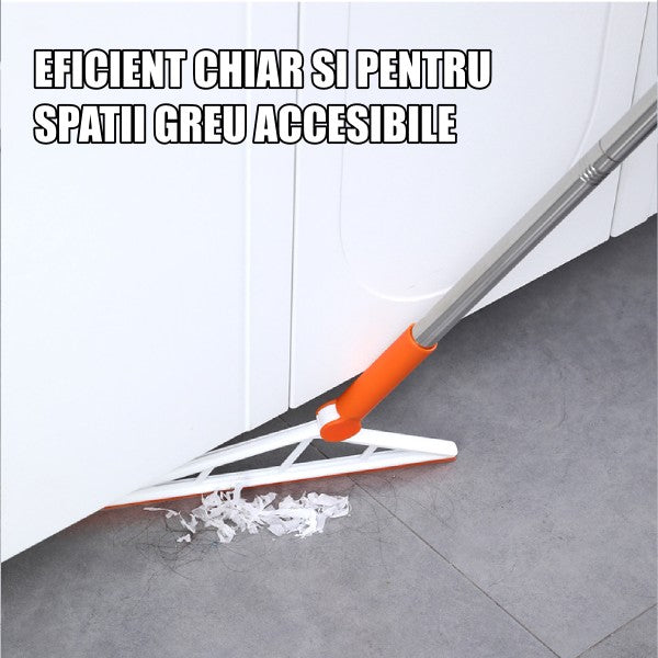 Mop Multifunctional, Flippy, Portocaliu, cu Racleta din Silicon, Maner Telescopic, Curatarea Eficienta a Tuturor