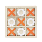 Jucarie Montessori Tic Tac Toe, Flippy, Educativa, Interactiva, din lemn, X si O, 9 Piese, 14.3x14.3 cm, Portocaliu Alb