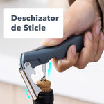 Tirbuson de Sticle 4 in 1, Flippy, Desfacator de Sticle Multifunctional, din Inox cu Maner Anti Alunecare, 13.5 x 4 cm