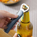 Tirbuson de Sticle 4 in 1, Flippy, Desfacator de Sticle Multifunctional, din Inox cu Maner Anti Alunecare, 13.5 x 4 cm